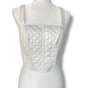 Royalty by Maluma Square Neck Cropped Corset Top Sz S 4  Ivory White Pirate